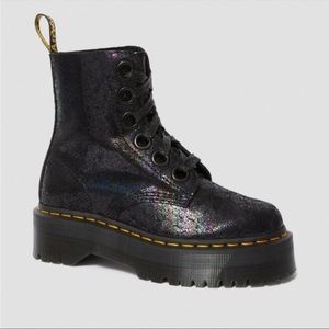 Dr. Martens Molly Glitter crackled Suede Platform Boots size 7